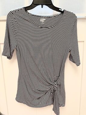 Lands' End Navy and White Striped Tee